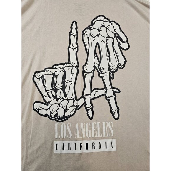R GSTR LA California TShirt Men 4XL Skeleton Hands Khaki Short Sleeve West Coast - Picture 9 of 10